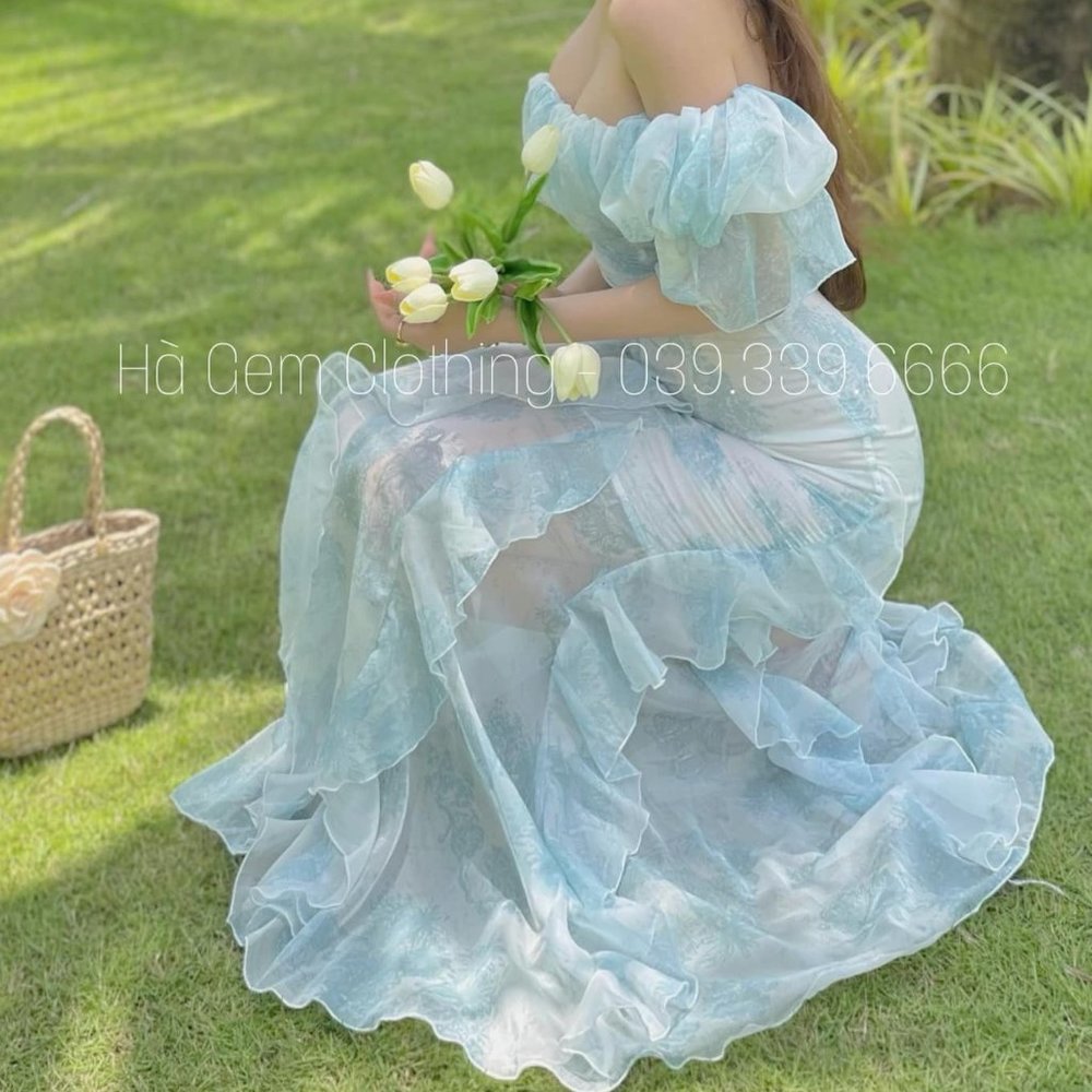 Off Shoulder Floral Ruffle Maxi Summer Spring Dress Size S - Picture 6 of 15
